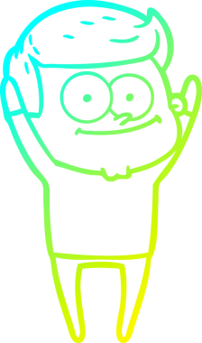 Bir insan tarafından çizilmiş mutlu bir adamın soğuk çizgi çizimi.