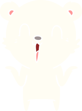 Mutlu düz renkli karikatür tarzı kutup ayısı. Bir insan tarafından çizilmiş tasasız.