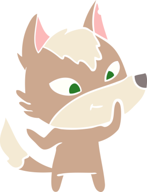 Bir insan tarafından çizilmiş düz renkli çizgi film kurdu.