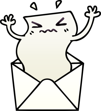 bir insanın çizdiği gölgeli çizgi film harfi ve zarf.