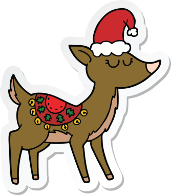 Bir insan tarafından çizilmiş karikatür ren geyiği çıkartması.