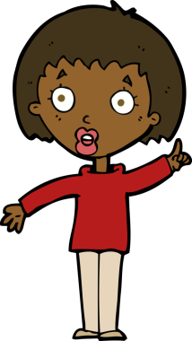 Çizgi filmdeki kadın, bir insan tarafından çizilen noktayı anlatıyor.