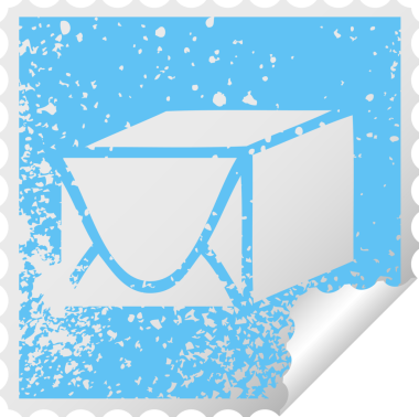 Bir insan tarafından çizilmiş bir kağıt paketinin kare soyma etiketi.