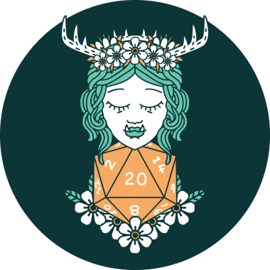 Yarı Ork Druid 'in bir insan tarafından çizilmiş yirmi zarlı ikonu.