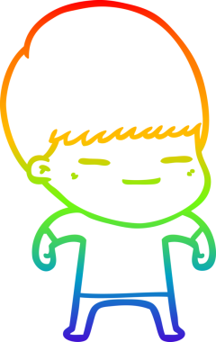 Gökkuşağı gradyan çizgi çizimi bir insan tarafından çizilmiş kendini beğenmiş bir çocuk.