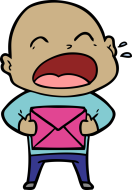 Bir insan tarafından çizilmiş kel adam diye bağıran çizgi film.