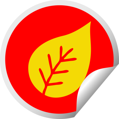 Bir insan tarafından çizilmiş bir sonbahar yaprağının dairesel kabuk soyucu karikatürü.