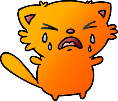 Şirin bir kawai kedisinin insan tarafından çizilmiş gradyan çizimi.