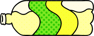 Bir insan tarafından çizilmiş bir soda şişesinin el çizimi karikatürü.