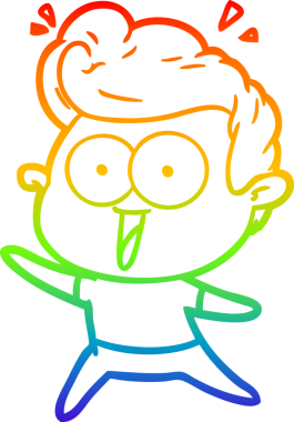 Gökkuşağı gradyanı çizimi bir insan tarafından çizilmiş heyecanlı bir çizgi film