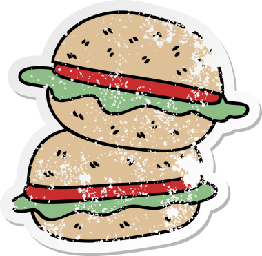 Bir insan tarafından çizilmiş vejetaryen çizilmiş garip bir el çıkartması.