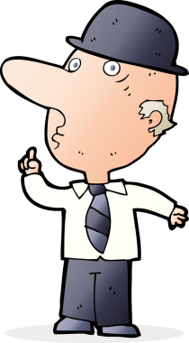 Bir insan tarafından çizilmiş İngiliz melon şapkalı bir çizgi film adamı.