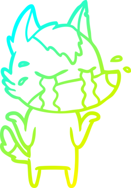 Bir insan tarafından çizilmiş ağlayan kurdun soğuk çizgi çizimi.