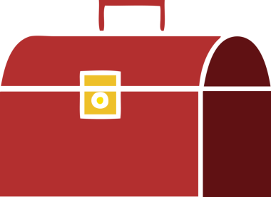 Bir insan tarafından çizilmiş metal bir kutunun düz renkli retro karikatürü