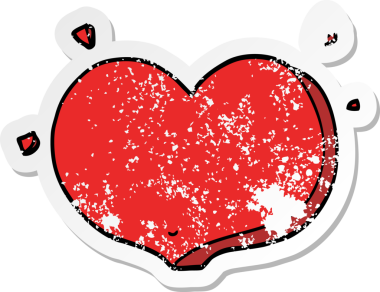 Bir insan tarafından çizilmiş karikatür bir aşk kalbinin hüzünlü çıkartması.