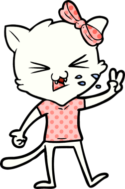 Bir insan tarafından çizilmiş çizgi film kedisi.