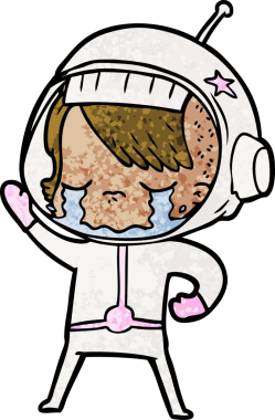 Bir insan tarafından çizilmiş ağlayan astronot kız.