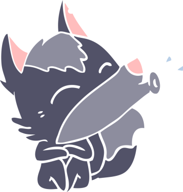 Uluyan Kurt düz renkli çizgi film bir insan tarafından çizildi.