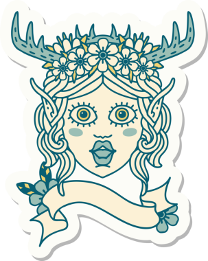 Bir insan tarafından çizilmiş bir Elf Druid karakterinin çıkartması.