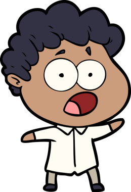 Bir insan tarafından çizilmiş bir karikatür adamı şaşkınlıkla nefes nefese kaldı.