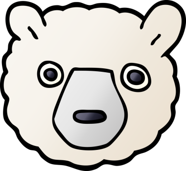 Bir insan tarafından çizilmiş kutup ayısı yüzü.