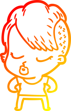 Bir insan tarafından çizilmiş güzel hippi bir çizgi film çizimi.