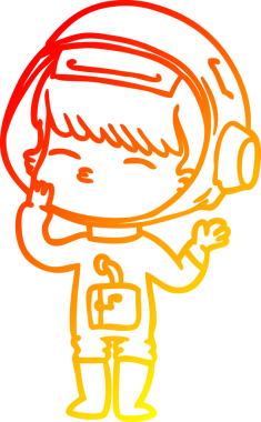 Bir insan tarafından çizilmiş meraklı bir astronotun sıcak çizgi çizimi