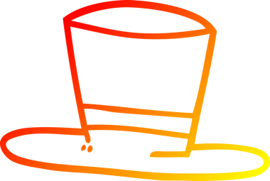 Bir insan tarafından çizilmiş bir çizgi film silindir şapkasının sıcak çizgi çizimi