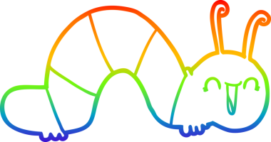 Bir insan tarafından çizilmiş mutlu bir tırtılın çizimi.
