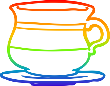 bir insan tarafından çizilmiş eski bir çay fincanı gradyan çizimi