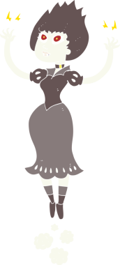 Bir insan tarafından çizilen düz renkli vampir kız çizimi