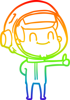 gökkuşağı gradyan çizimi mutlu bir çizgi astronot çizimi bir insan tarafından çizildi