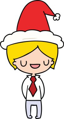 Bir insan tarafından çizilmiş Kawaii çocuğunun el çizimi Noel karikatürü.