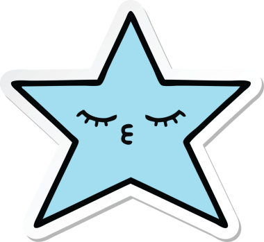 Bir insan tarafından çizilmiş şirin bir çizgi film yıldızının çıkartması.