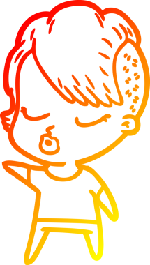 Bir insan tarafından çizilmiş güzel hippi bir çizgi film çizimi.