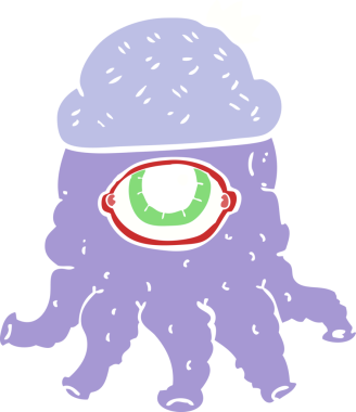 Bir insan tarafından çizilmiş düz renkli bir uzaylı şapkası.