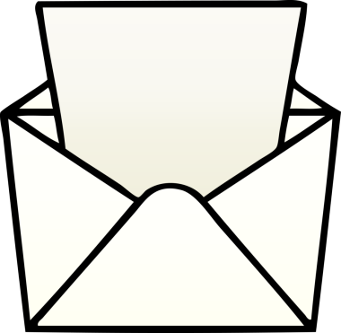 bir insanın çizdiği gölgeli çizgi film harfi ve zarf.