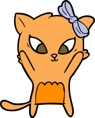 Bir insan tarafından çizilmiş çizgi film kedisi.