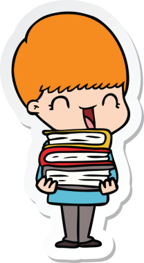 Bir insan tarafından çizilmiş mutlu bir çizgi film çocuğunun çıkartması.