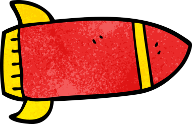 Bir insan tarafından çizilmiş kırmızı roket.