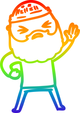 Bir insan tarafından çizilmiş sakallı bir karikatür çizimi.