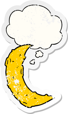 Düşünce baloncuğu olan karikatür ayı bir insan tarafından çizilmiş yıpranmış bir çıkartma.