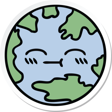 Bir insan tarafından çizilmiş şirin bir çizgi film gezegeninin çıkartması.