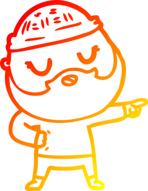 Bir insan tarafından çizilmiş sakallı bir çizgi film karakteri.