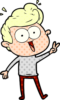 Bir insan tarafından çizilmiş çizgi film bakışlı adam.