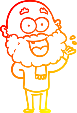 Sıcak bir çizgi film çizimi. Sakallı, çılgın, mutlu bir adam. Bir insan tarafından çizilmiş.