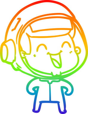 gökkuşağı gradyan çizimi mutlu bir çizgi astronot çizimi bir insan tarafından çizildi