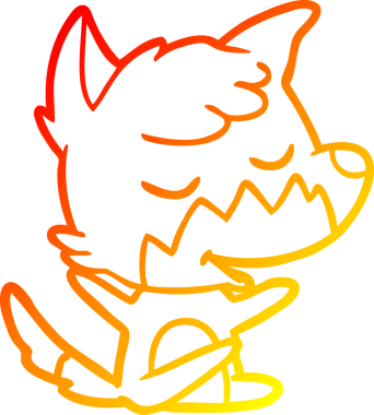 Bir insan tarafından çizilmiş dost canlısı bir tilkinin sıcak çizgi çizimi