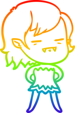 Gökkuşağı gradyan çizgi çizimi Bir insan tarafından çizilen ölümsüz vampir kız çizgi