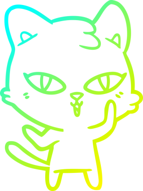 Bir insan tarafından çizilen çizgi film kedisinin soğuk gradyan çizgisi.